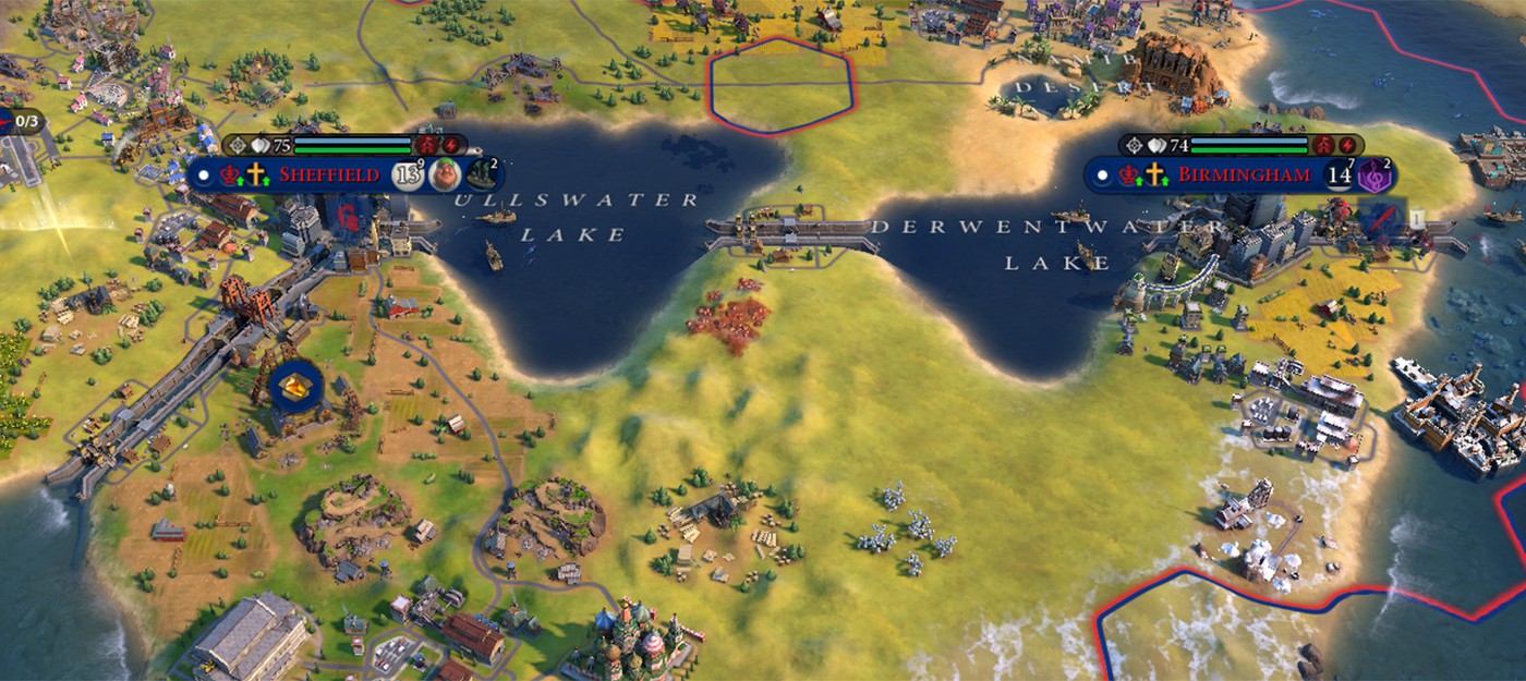 Игрок Civilization 6 создал удивительную систему каналов, разделяющую континент пополам.