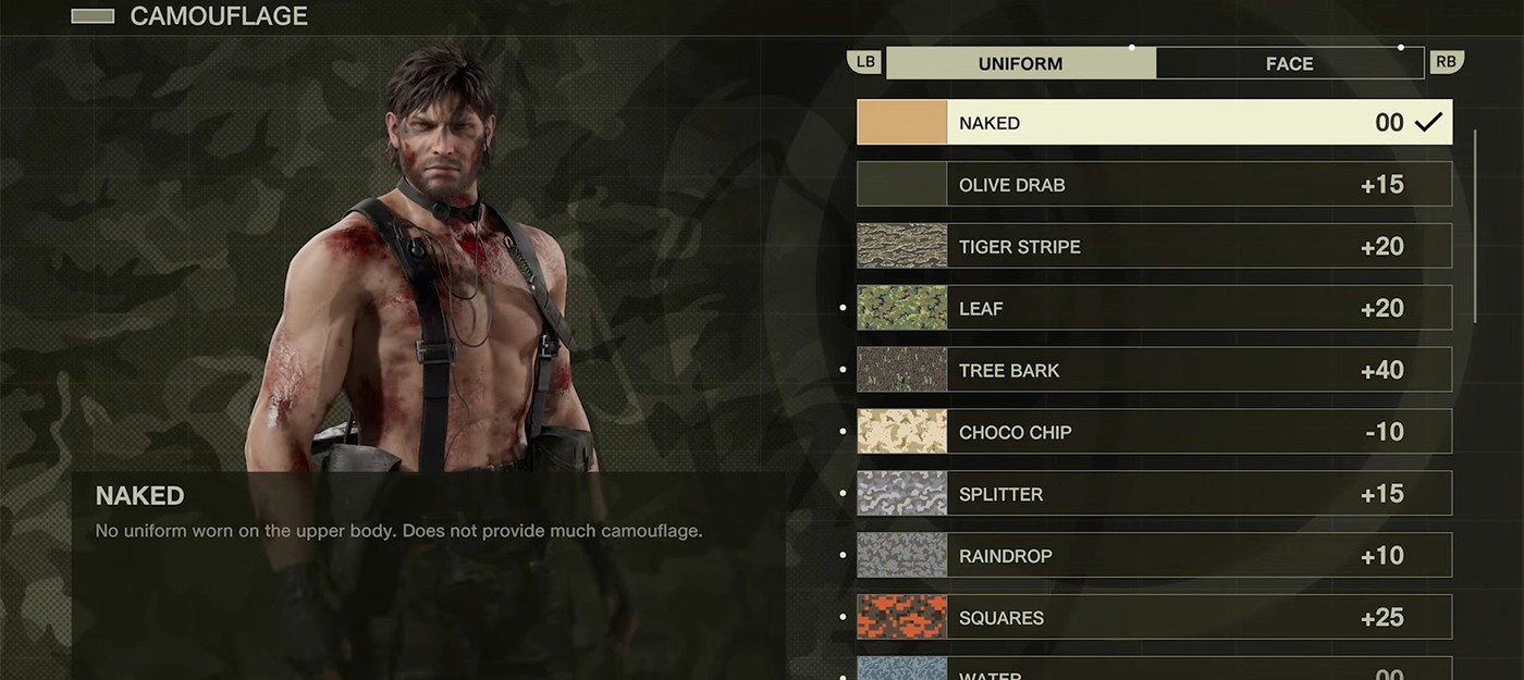 Раскрыто обновленное меню камуфляжа в Metal Gear Solid Delta: Snake Eater