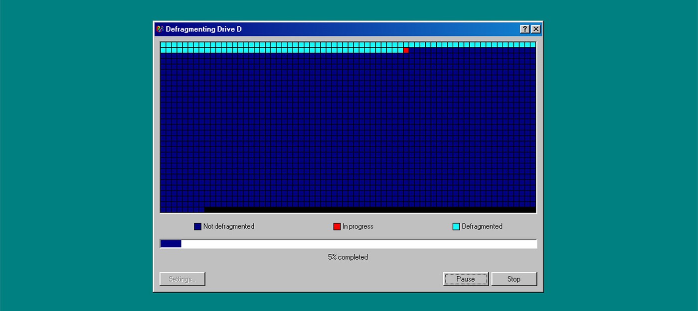 Если вы скучаете по дефрагментации диска C, есть сайт, позволяющий воссоздать этот опыт вместе со звуками работающего жесткого диска