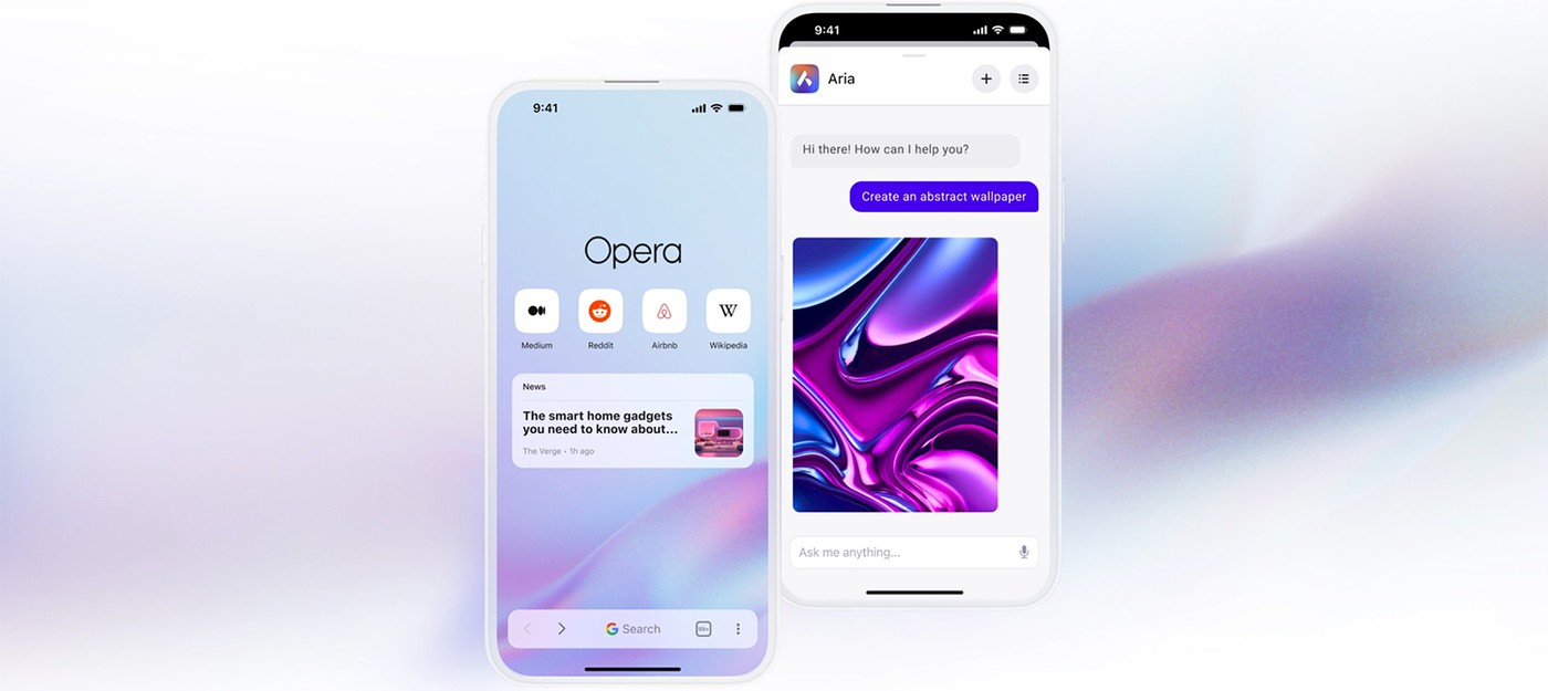 Браузер Opera One вышел на iOS с интеграцией ИИ Aria, голосовым вводом, генерацией изображений и другими функциями