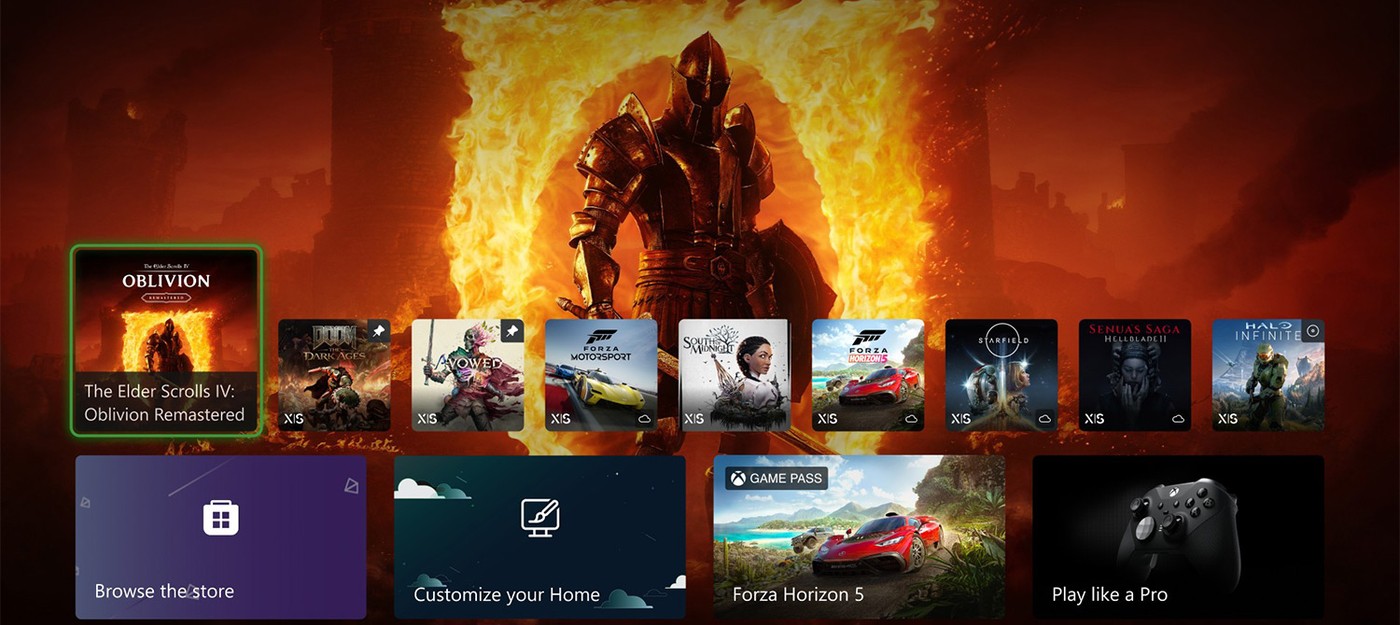 Microsoft добавит возможность закрепить любимые игры на главном экране Xbox