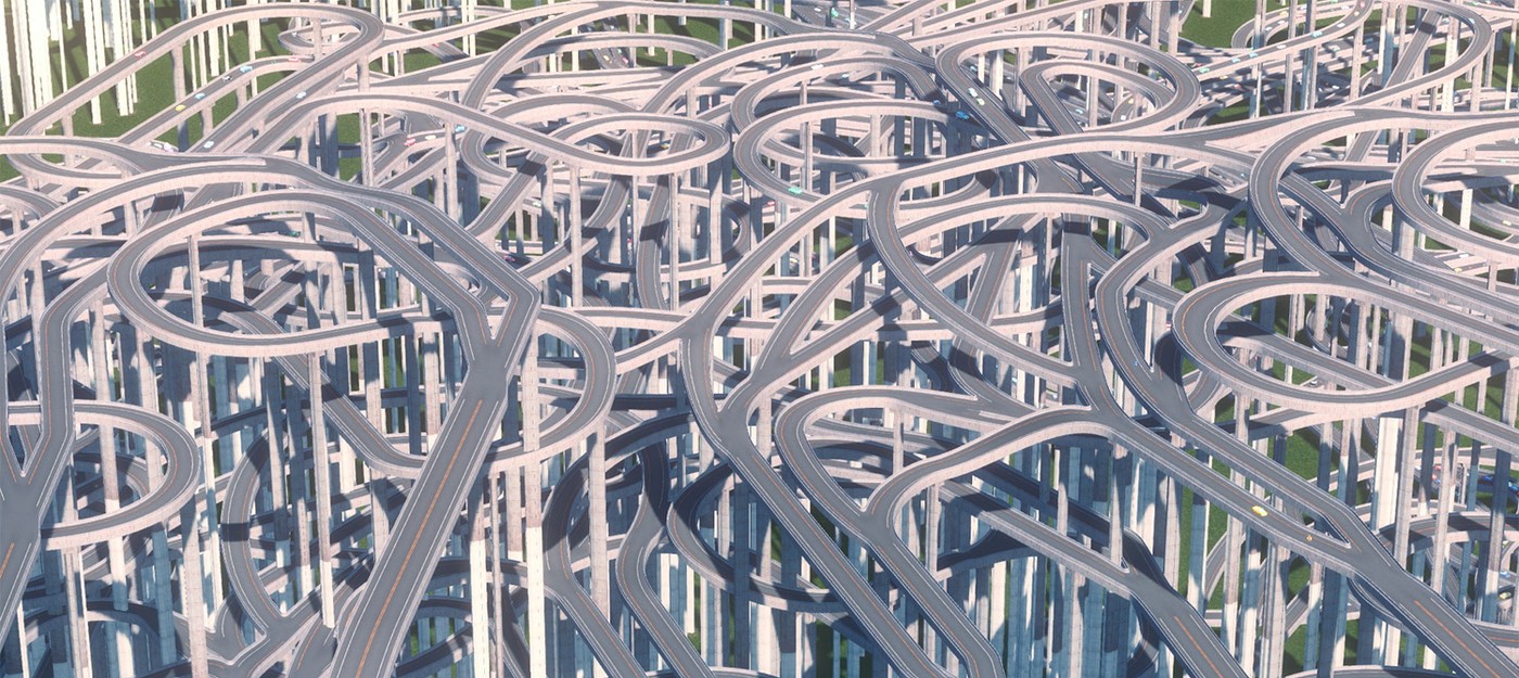 Игрок Cities Skylines построил невероятную 128-полосную развязку, которая работает