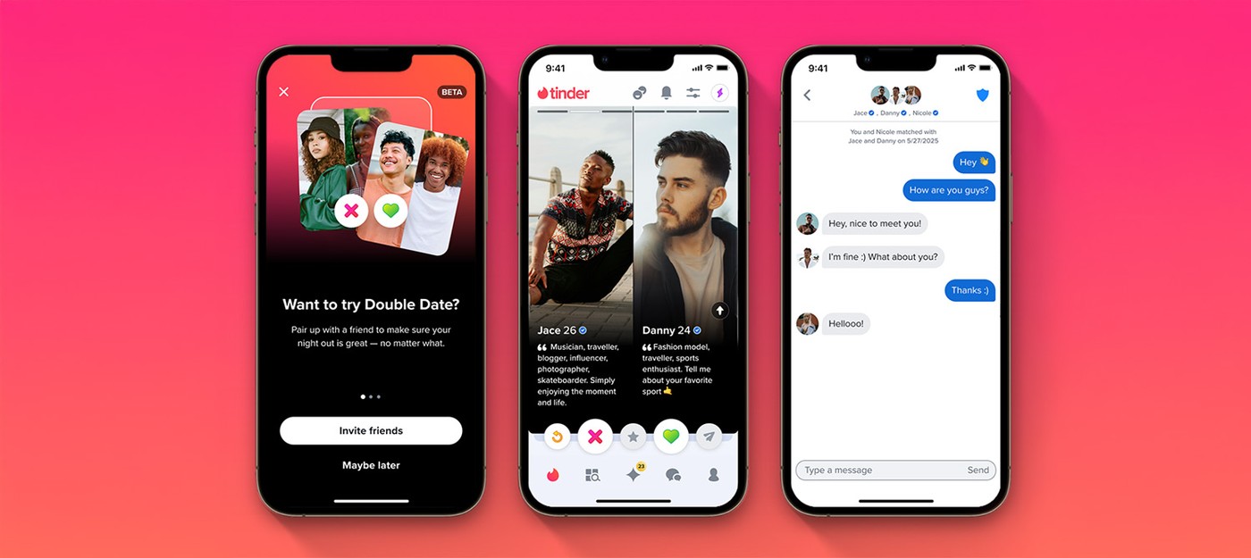 Tinder запустил функцию "Двойного свидания", чтобы поколение Z не слишком нервничало на первом свидании