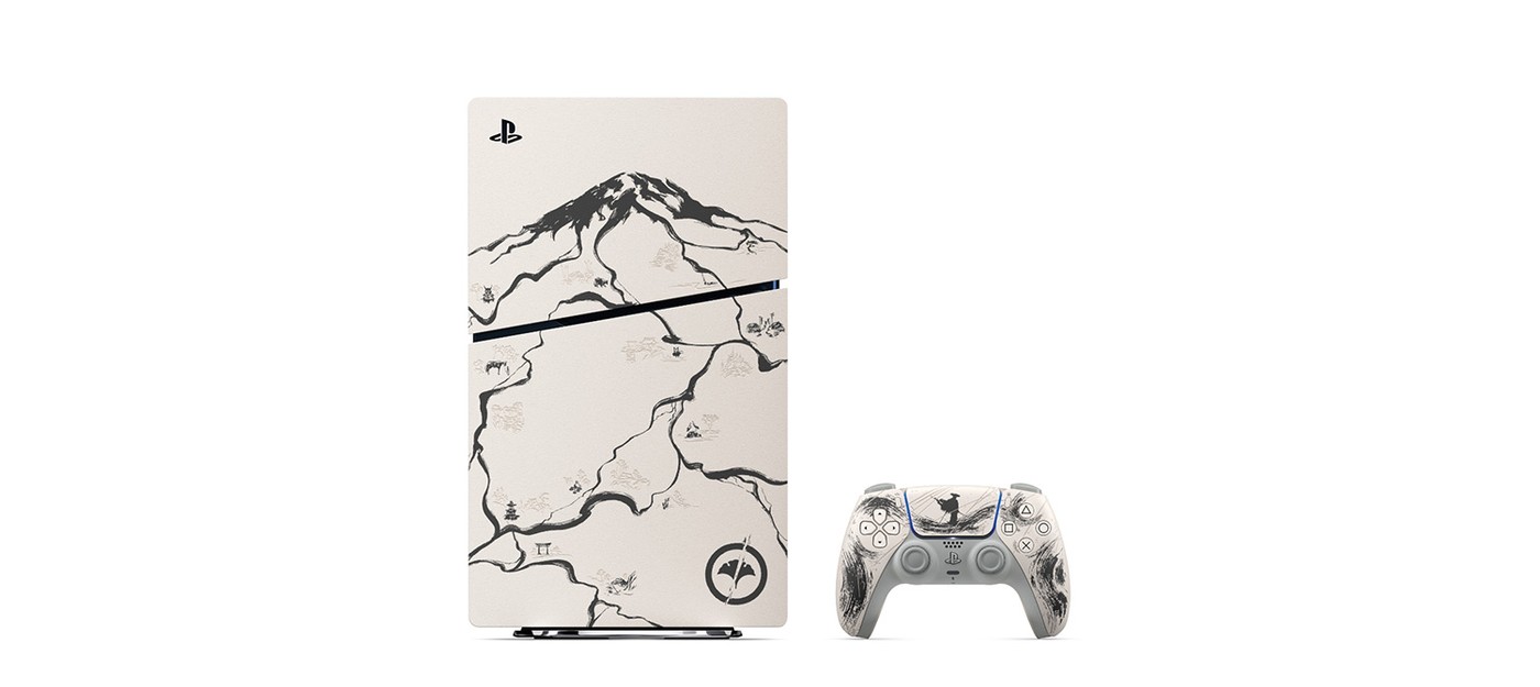 Подробный взгляд на консоли PS5 в стиле Ghost of Yōtei с японскими мотивами