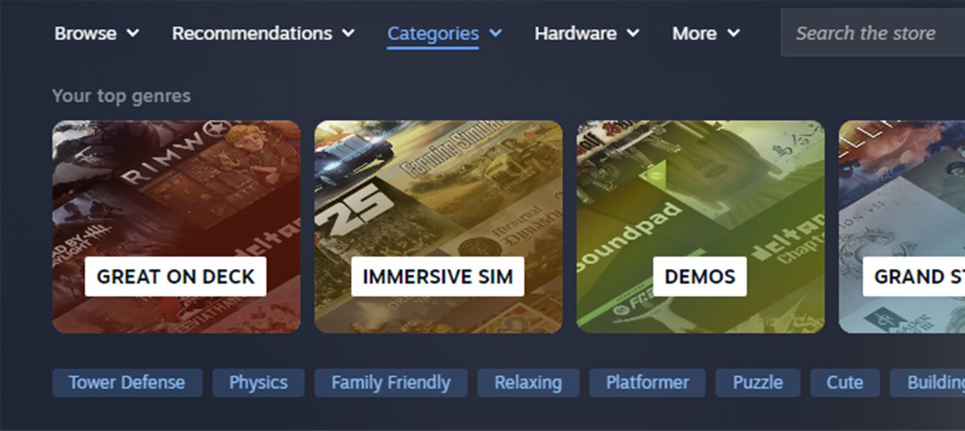 Valve запустила бета-тестирование нового меню магазина Steam с улучшенным поиском и рекомендациями