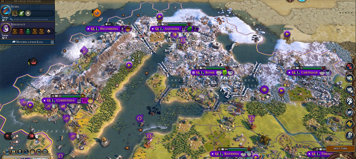 Игрок Civilization VI превратил Скандинавию и часть России в шикарный лабиринт из каналов