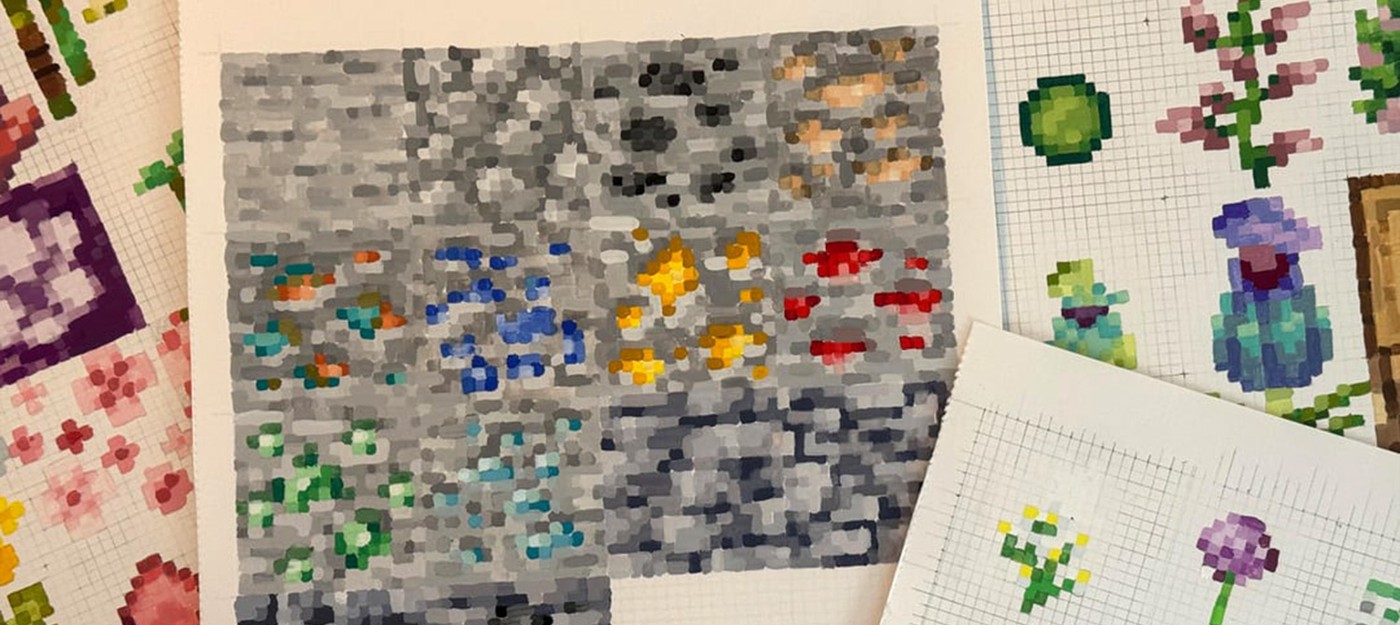 Художница вручную рисует красками все текстуры Minecraft и превращает их в ресурспак