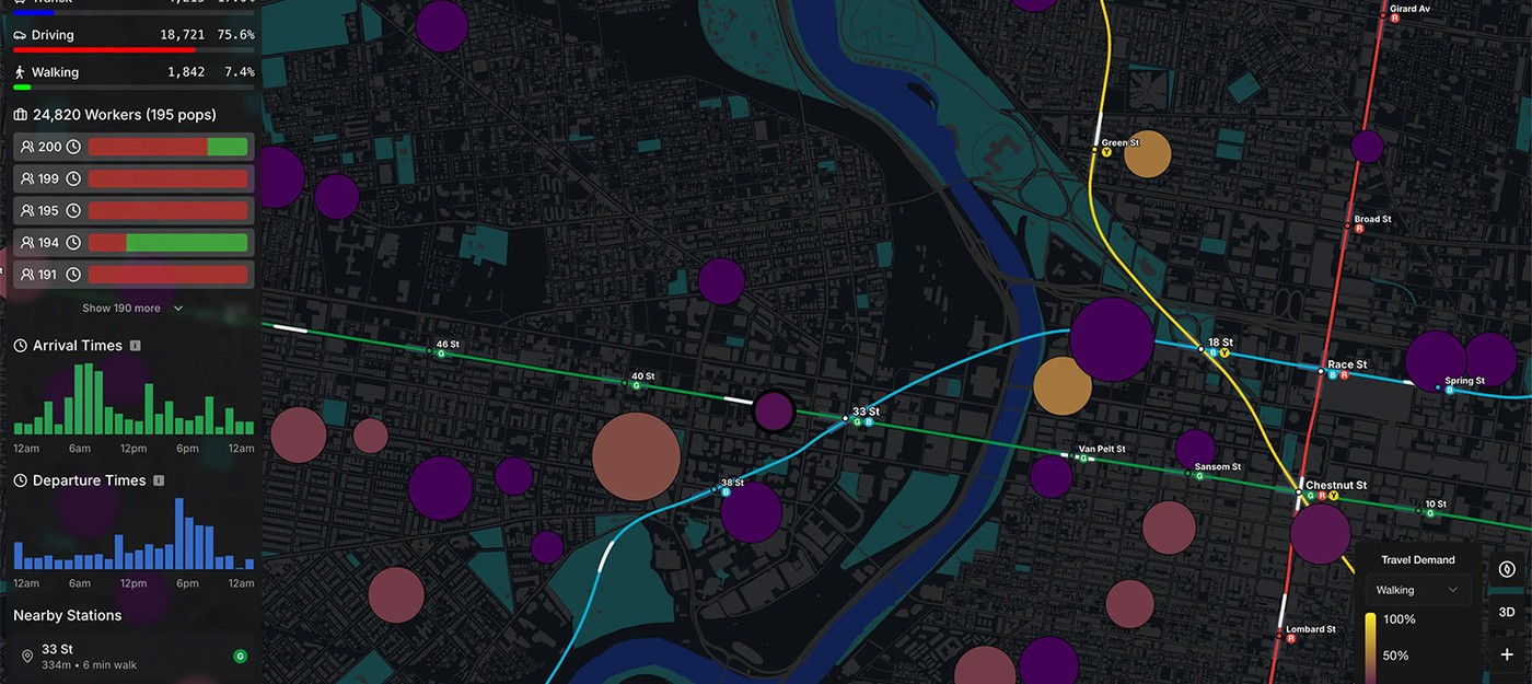Вышел гиперреалистичный симулятор строительства метро на основе данных переписи населения