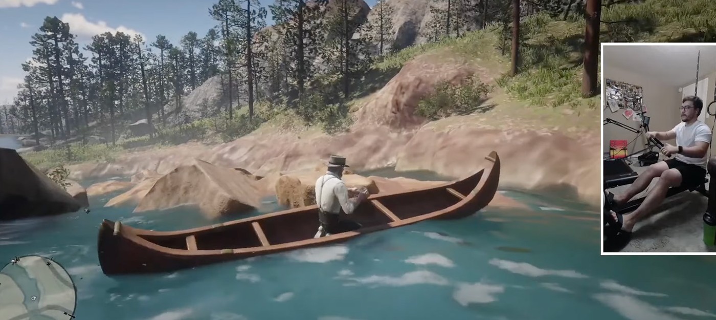 Моддер проплыл по самой длинной реке Red Dead Redemption 2 на реальном гребном тренажёре