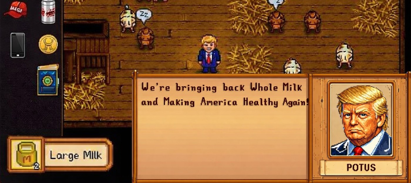Администрация Трампа использовала ИИ-изображение Stardew Valley для продвижения закона о молоке и намёк на третий срок