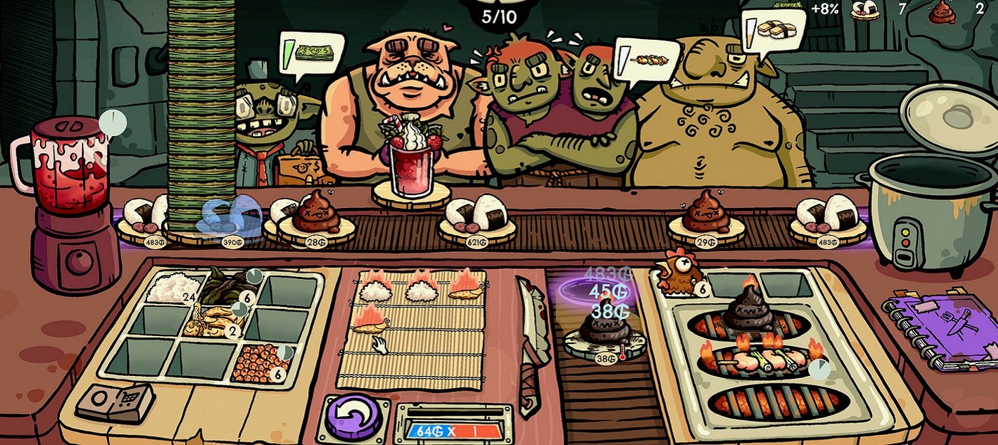 В Goblin Sushi игроки должны готовить суши для монстров и кормить их фекалиями