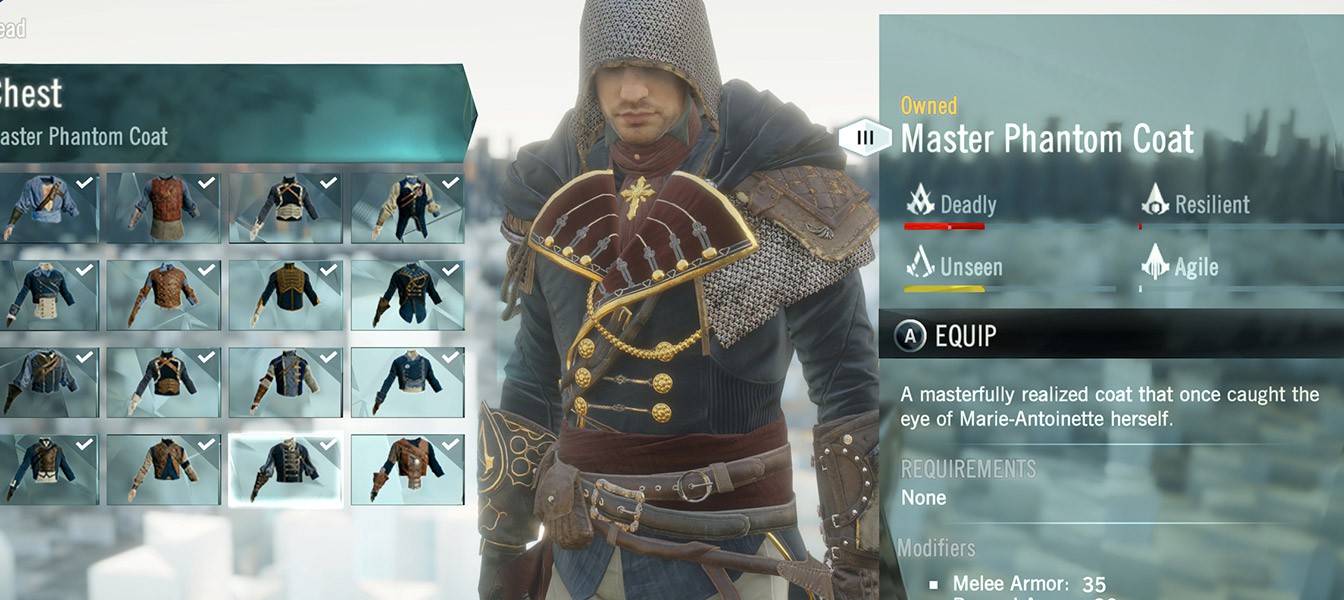 Кастомизация персонажа в Assassin's Creed Unity