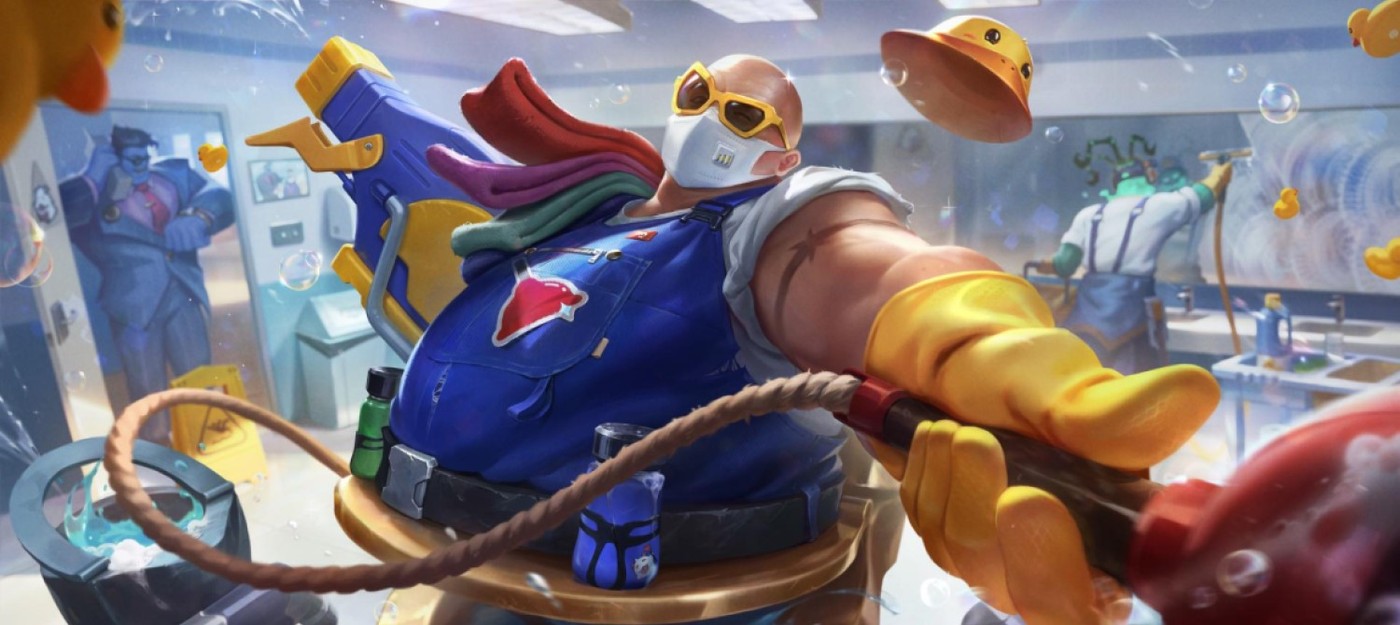 Свейн в роли полковника Сандерса из KFC и Мордекайзер в костюме в трейлере первоапрельских обликов League of Legends