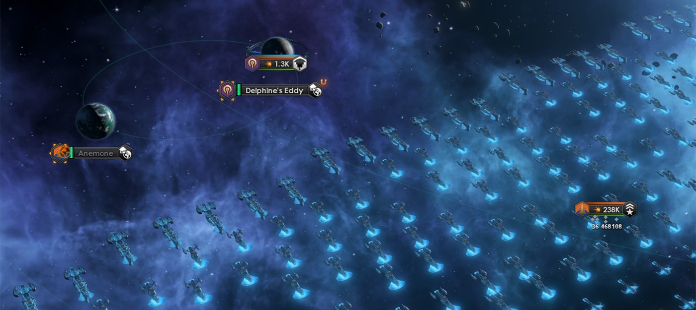 Игрок Stellaris наткнулся на "отсталую" досветовую цивилизацию, чей флот на 238 тысяч мощи превосходит большинство галактических империй