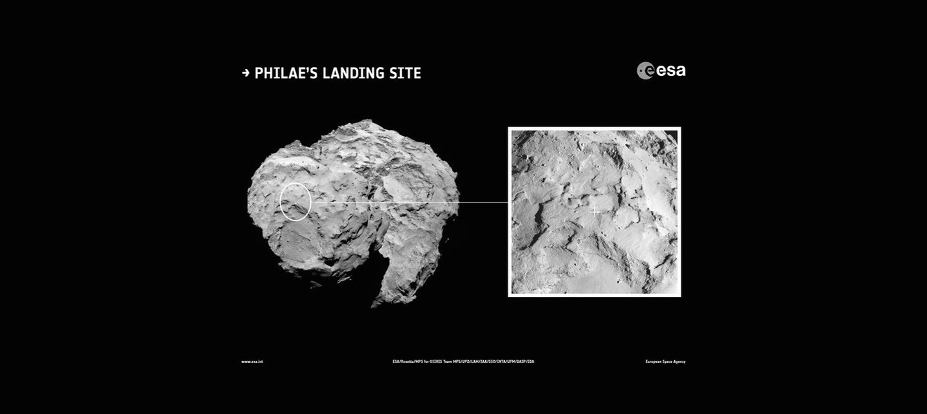 Первые фотогарфии места посадки зонда Rosetta на комете