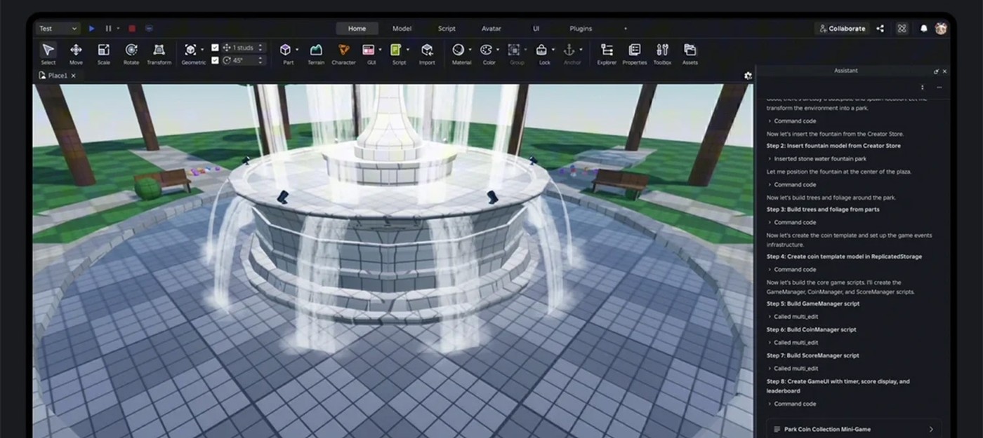 Roblox запустила агентного ИИ-ассистента, способного собирать игру целиком по текстовому запросу