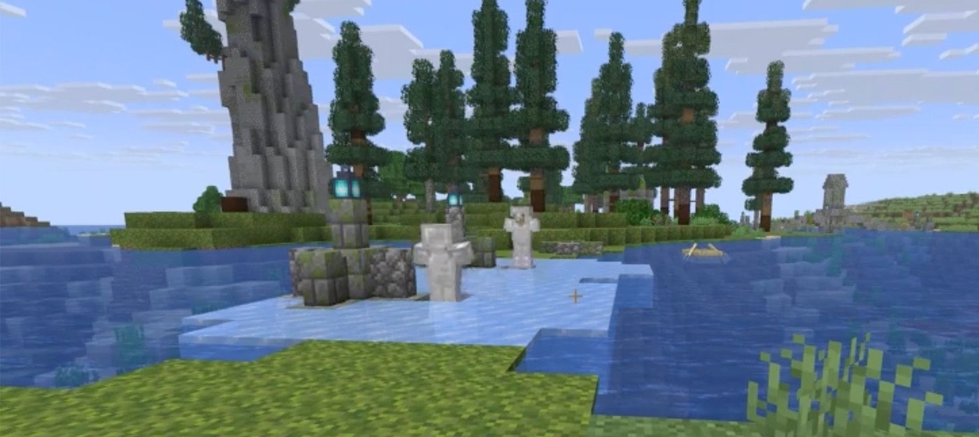 Игрок Minecraft создал автоматический ледяной мост из подпрыгивающих манекенов с зачарованием "Ледоход"