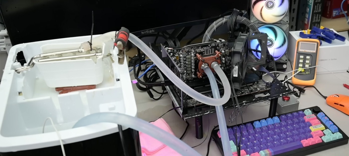 Геймер превратил ледогенератор в систему охлаждения для RTX 3060 – температура в Cyberpunk 2077 упала до 22°C