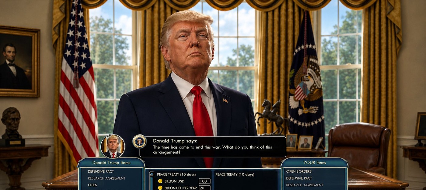 Дипломатию Трампа высмеяли в меме Civilization, предлагая мир за 100 миллиардов долларов и уран