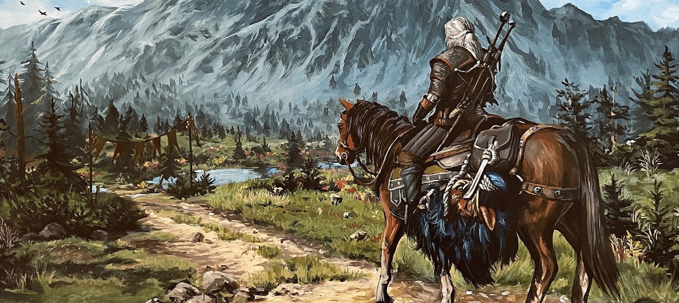 Жена фаната The Witcher 3 написала картину маслом с Геральтом, и сообщество в восторге