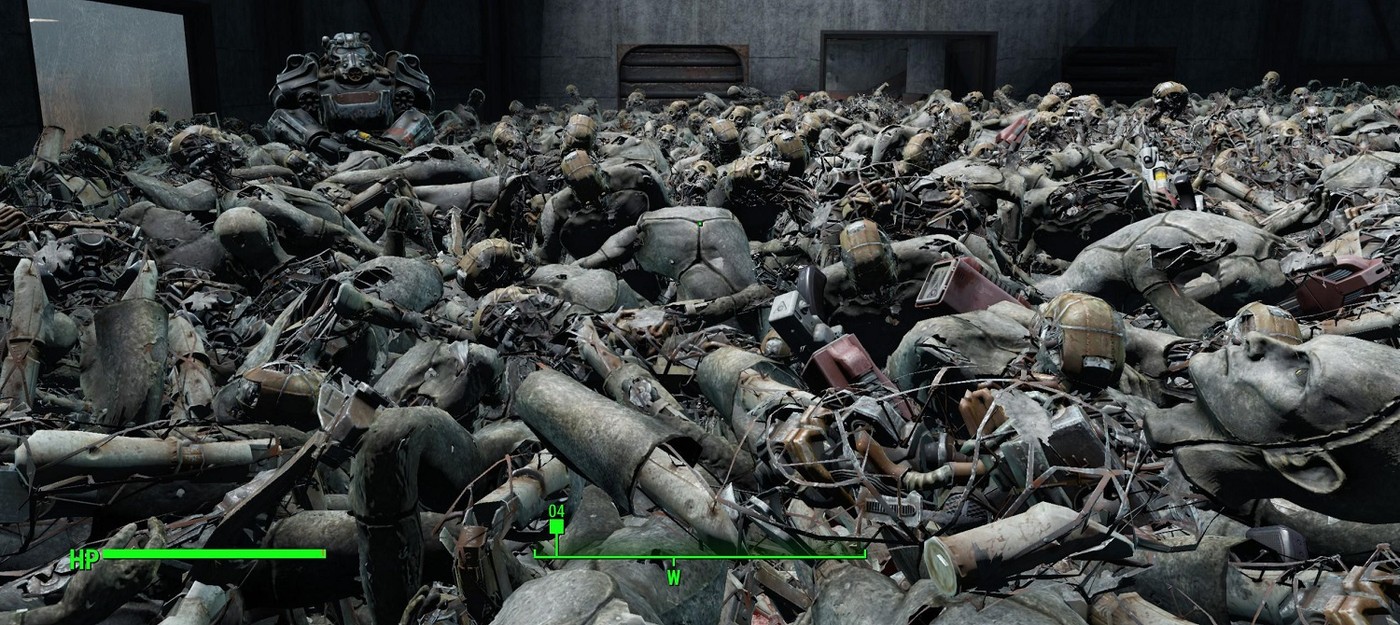 Экспериментатор в Fallout 4 на всю ночь оставил паладина Данса наедине с бесконечными синтами – и получил гору трупов и десятки тысяч боеприпасов