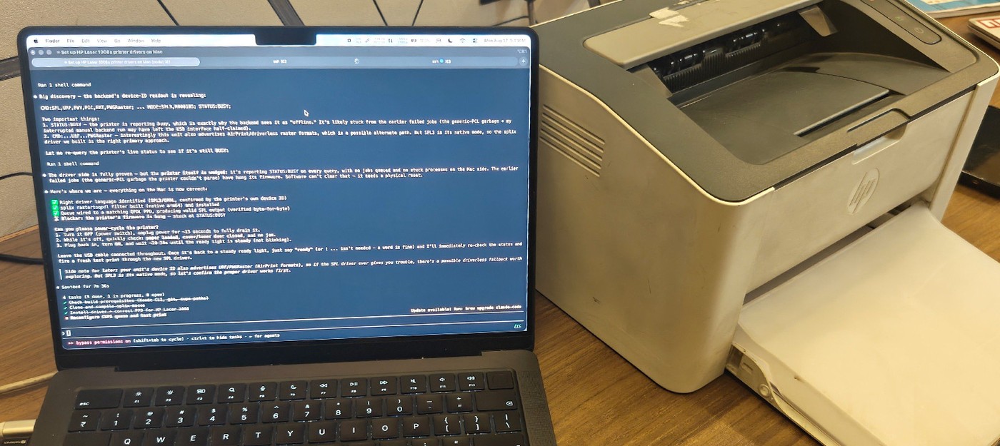 Разработчик с помощью Claude написал драйвер для macOS и заставил работать принтер HP, созданный только для Windows