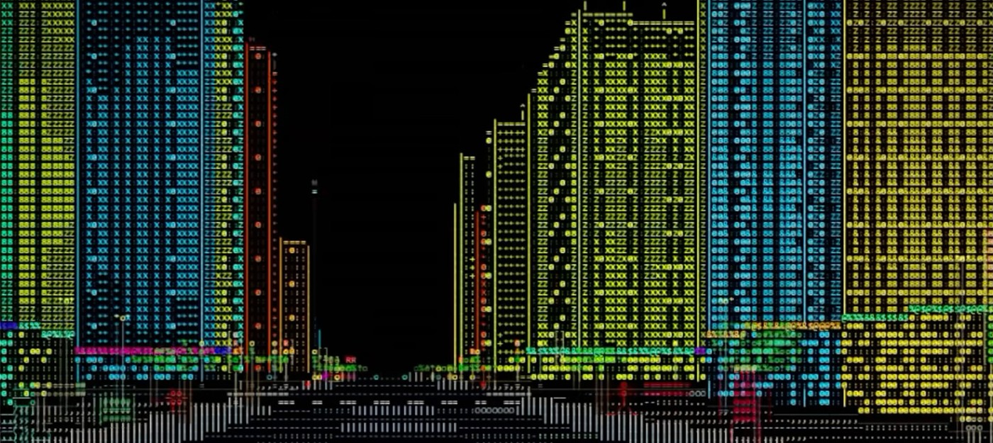 Соло-разработчик собрал 3D-город в стиле ASCII на JavaScript в одном HTML-файле