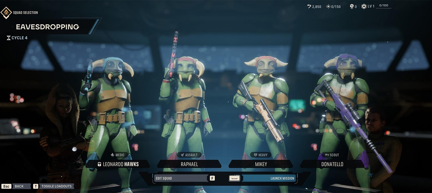 Игрок  Star Wars Zero Company пересобрал отряд в Черепашек-ниндзя