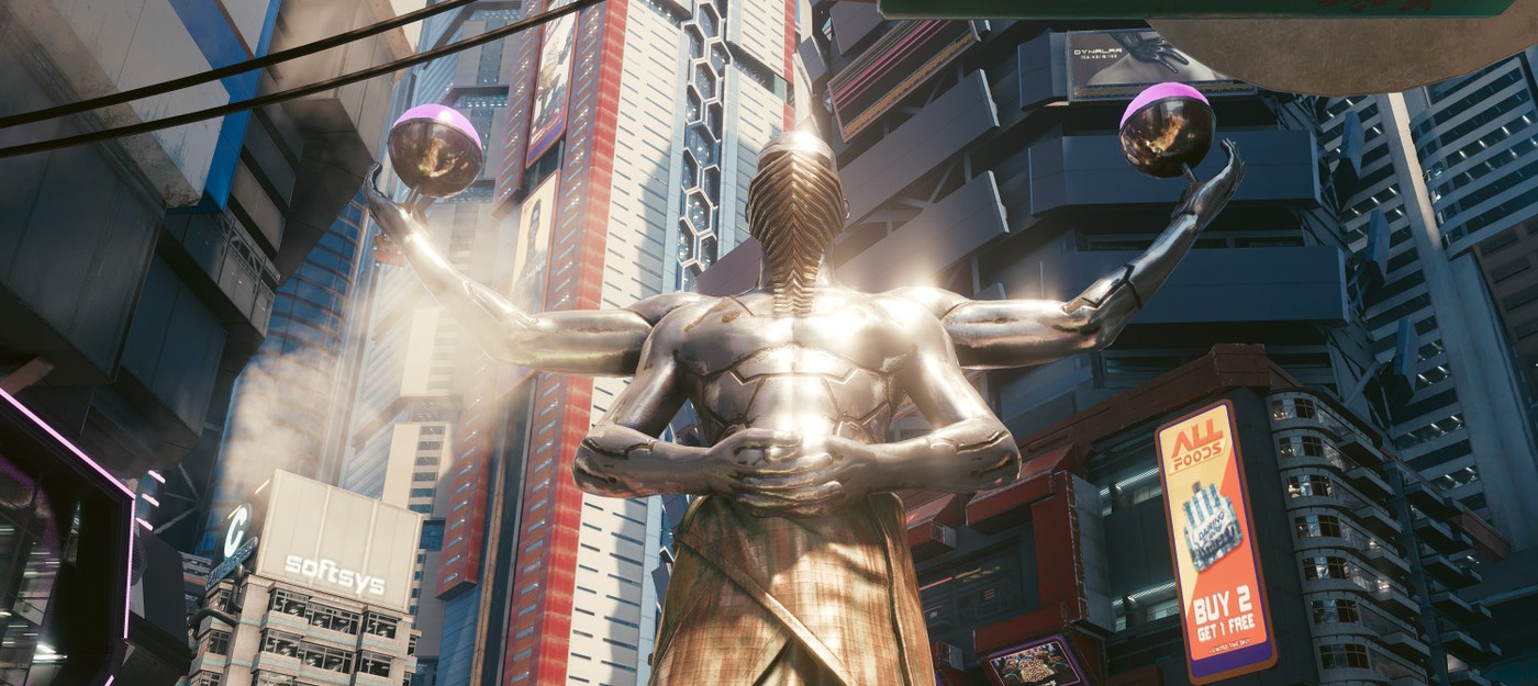Игроки Cyberpunk 2077 до сих пор не понимают, что это за странная статуя в центре Найт-Сити