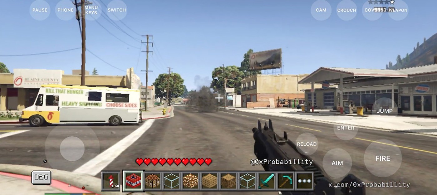 Вайбкодер с помощью Claude Opus 5.5 запустил Minecraft внутри GTA 5 на iPhone