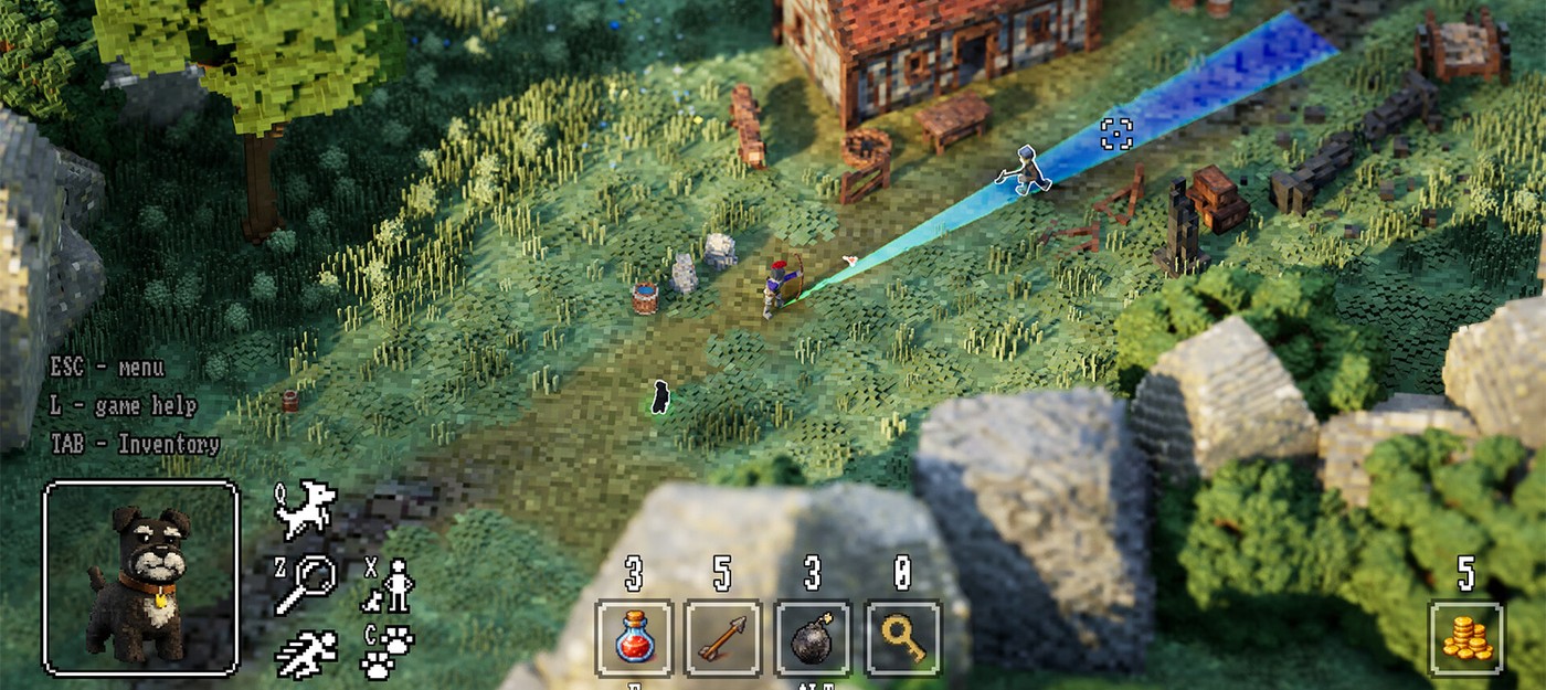 Вышла демоверсия воксельной экшен-RPG Voxborn, где здания рушатся по кусочкам, а в бою помогает пёс
