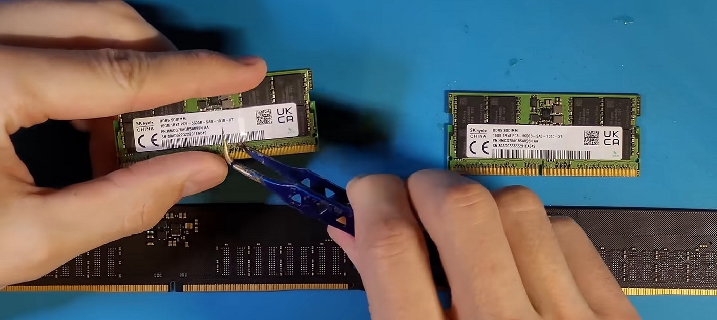 Ютубер переделал 32 ГБ DDR5-памяти от ноутбука в память для ПК – весь комплект обошёлся в 175 долларов
