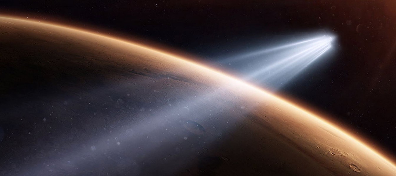 Пролет кометы размером с гору рядом с Марсом в прямом эфире