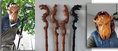 Резчик по дереву воссоздал посохи драконьих жрецов из Skyrim и неожиданно открыл для себя нишу медицинских тростей