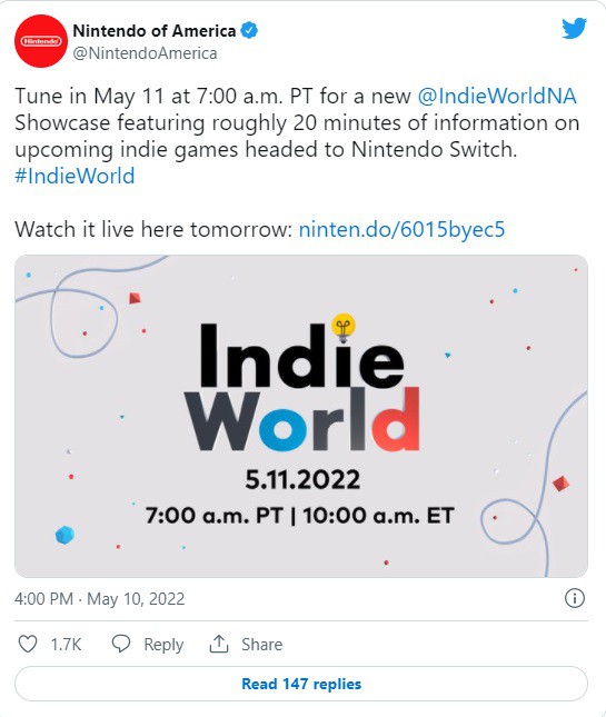 11 мая Nintendo проведет презентацию Indie World