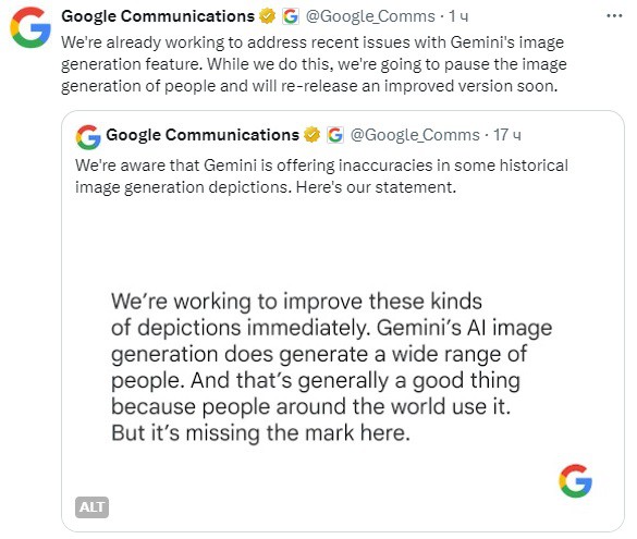 В Google пообещали исправить избыток повестки при генерации людей при помощи ИИ Gemini