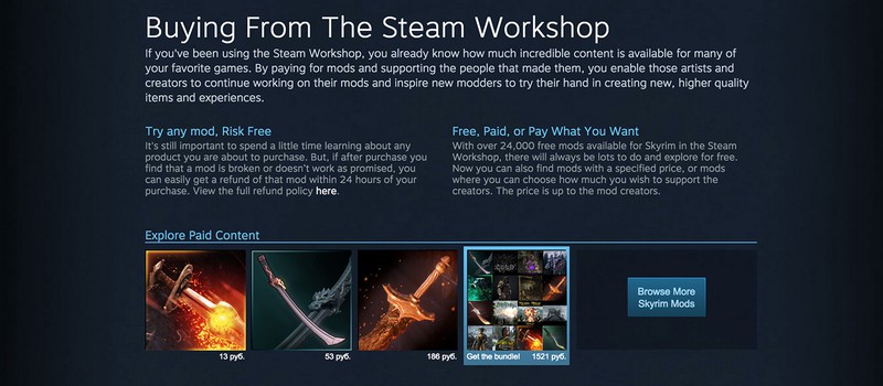В Steam появилась продажа модов для Skyrim