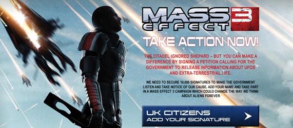 Запущен Mass Effect 3 ARG: петиция для раскрытия информации о НЛО