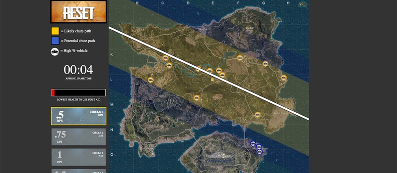Эта интерактивная карта PUBG показывает путь самолета над островом