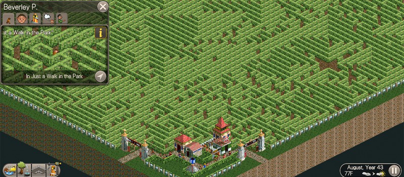 Две тысячи лет потребовалось посетителю парка Rollercoaster Tycoon, чтобы выйти из лабиринта