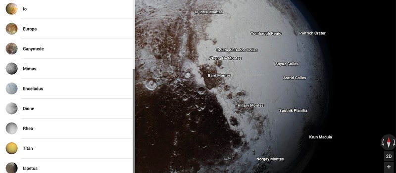 Google Maps теперь позволяет рассматривать планеты и луны