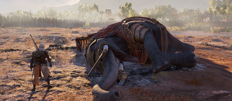 Геймер Assassin's Creed Origins попытался одолеть слона голыми руками
