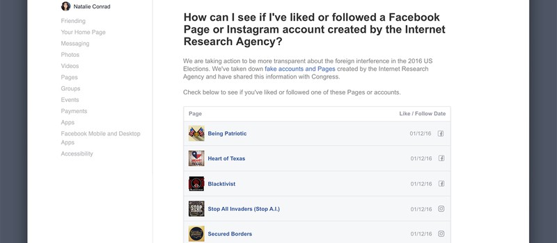 Facebook уведомит американцев, которые видели российскую пропаганду