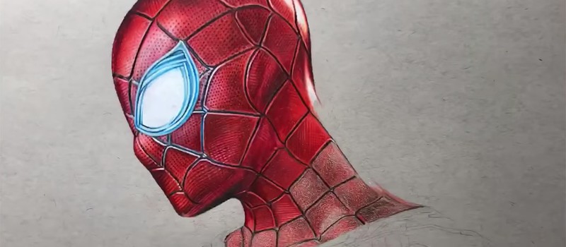 Фотореалистичный железный Человек-паук из "Войны бесконечности" при помощи карандашей