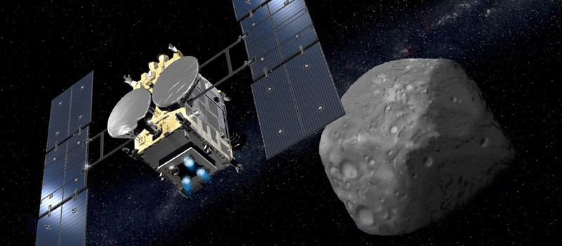 Посмотрите, как японский аппарат Hayabusa2 берет образцы породы с астероида