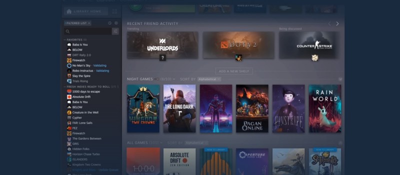 Valve запустила открытое тестирование новой библиотеки Steam