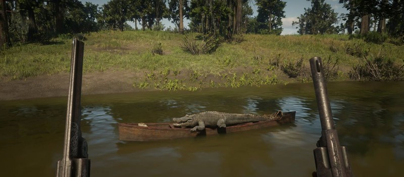 Игроки Red Dead Online загнали аллигатора на ледяное озеро