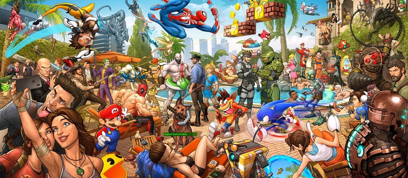 Художник собрал около 70 героев видеоигр в один арт — на работу ушло 4 года