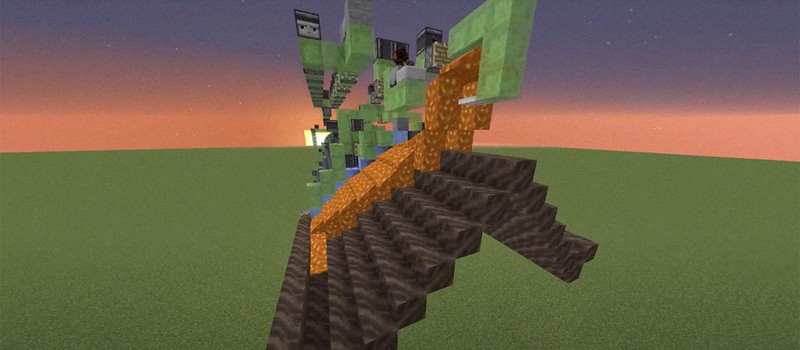 Игрок Minecraft построил гигантскую машину по строительству тоннелей из льда и лавы
