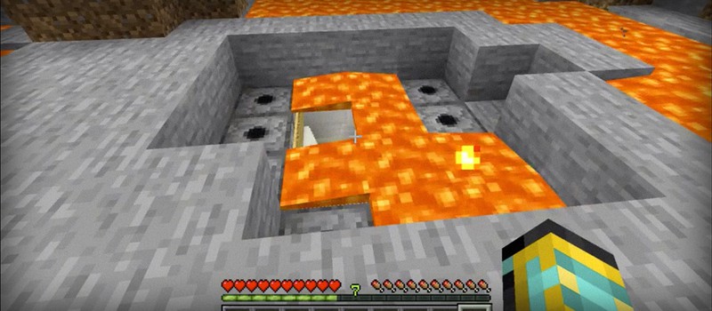 Игрок Minecraft построил секретное хранилище под бассейном с лавой